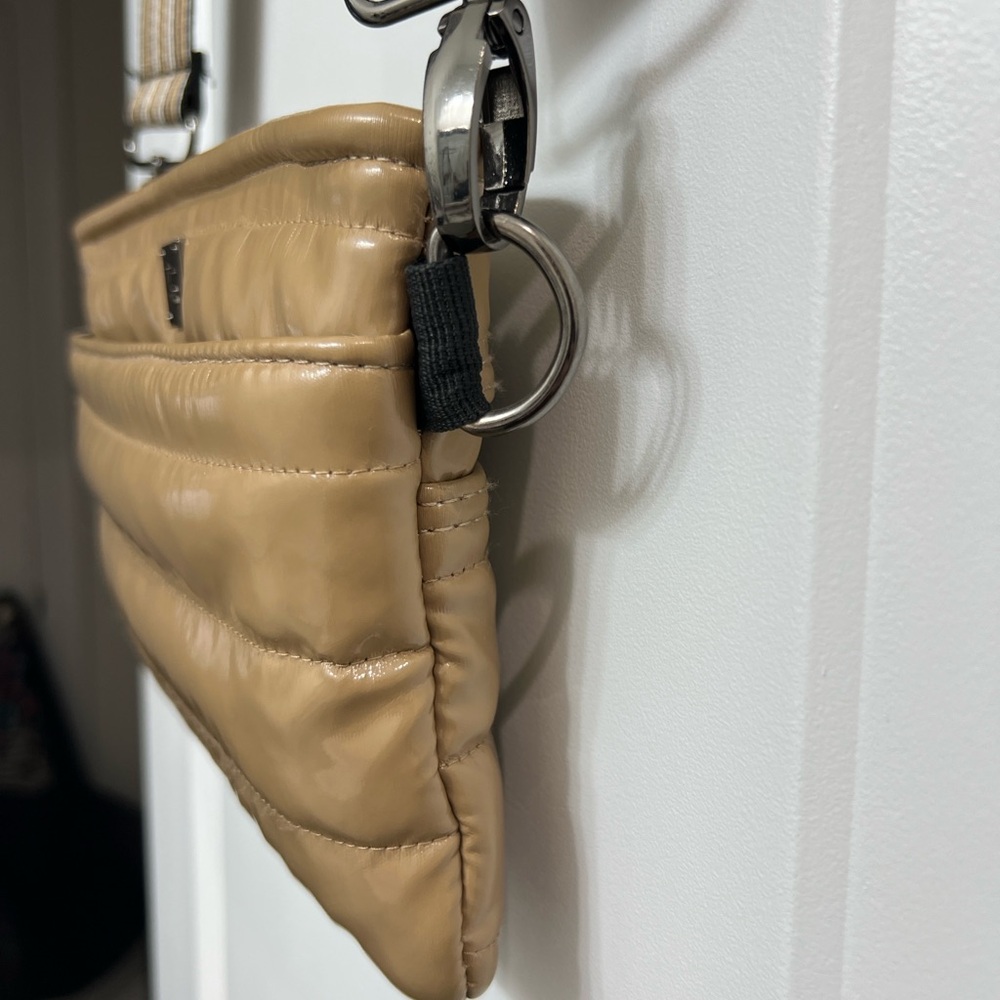 THINK ROYLN Quilted Crossbody Bag in Mustard Yellow with Striped Strap - Picture 7 of 10